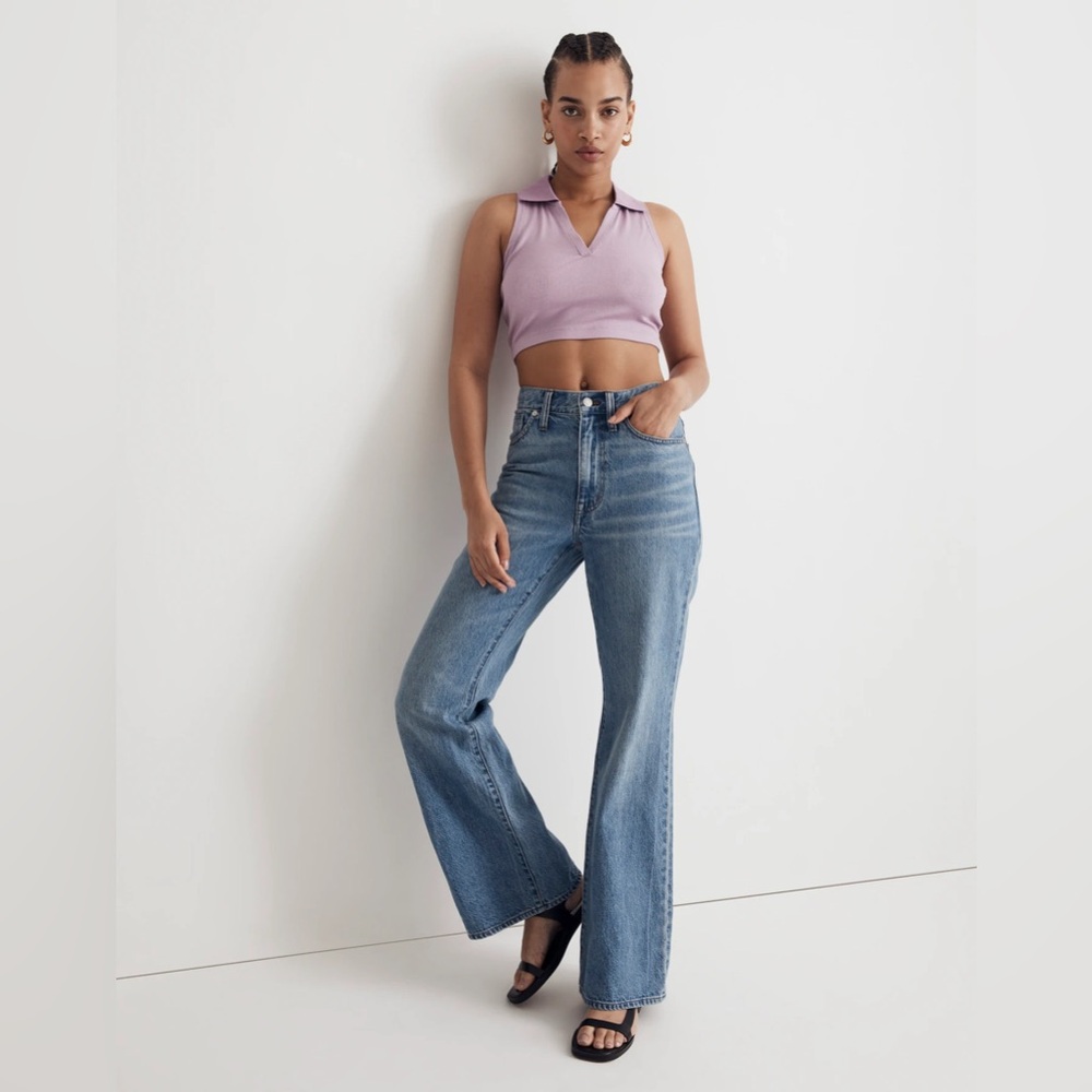 Madewell Polo Cropped Tank Top in Vibrant Lilac, Sz L